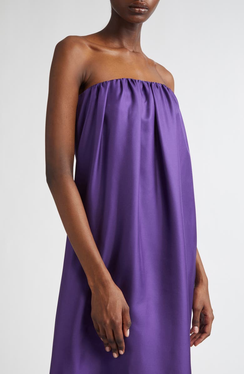 Max Mara Edda Strapless Silk Twill Dress, Alternate, color, Purple
