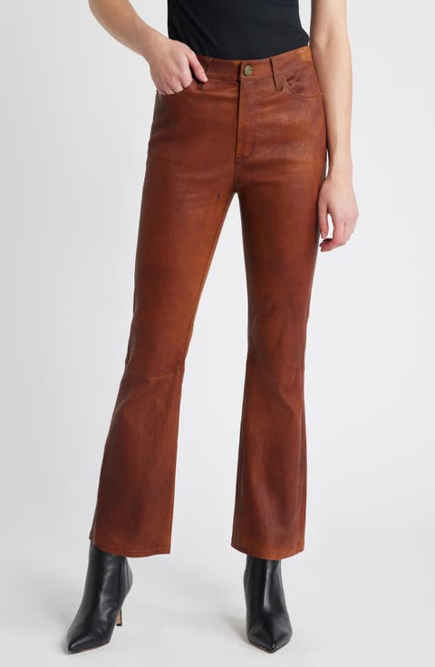 Le Crop Bootcut Leather Pants