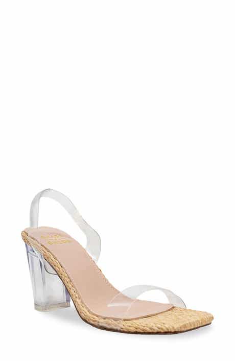 CHASE AND CHLOE Chase Slingback Lucite Block Heel Sandal