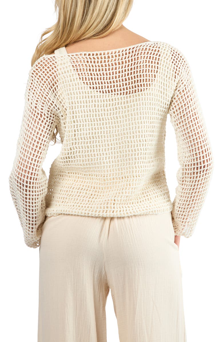 Viens Avec Moi The Crochet Stitch Cotton Sweater, Alternate, color, Cream
