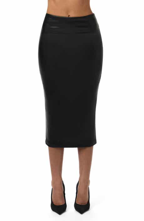 Faux Leather Midi Skirt