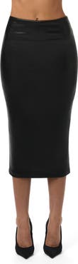Naked Wardrobe Faux Leather Midi Skirt