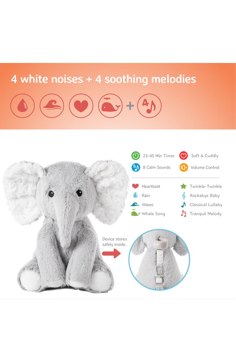 Cloud B Eli the Elephant - Plush Toy & Baby Sleep Sound Soother, Alternate, color, Grey
