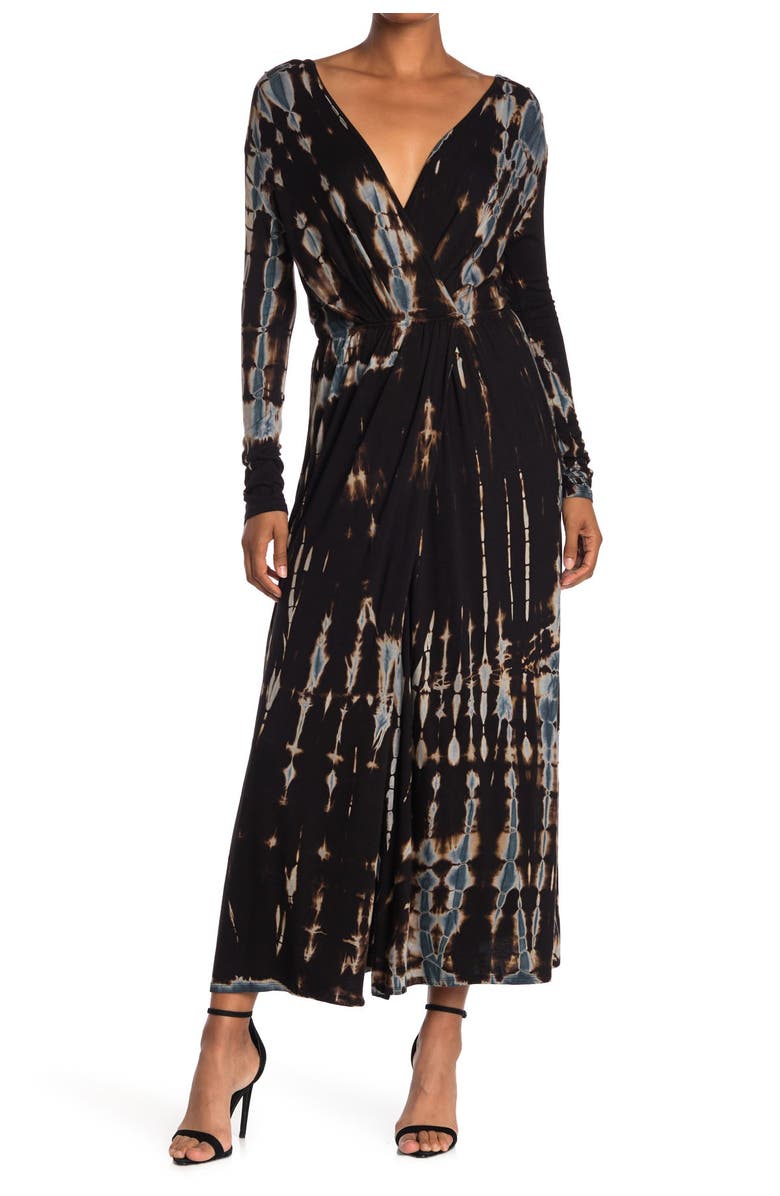 Fraiche by J Tie Dye Faux Wrap Maxi Dress, Main, color, 