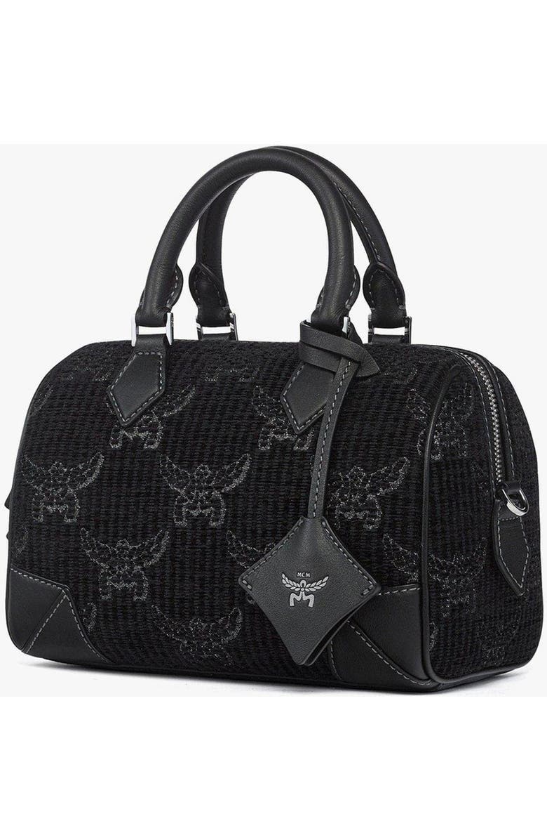 MCM Small Ella Boston Bag in Lauretos Lurex Jacquard, Alternate, color, Black