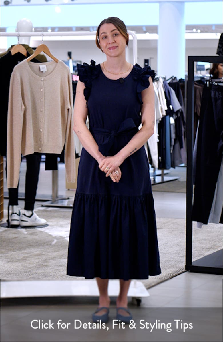 Ruffle Tie Waist Mixed Media Dress, sales video thumbnail