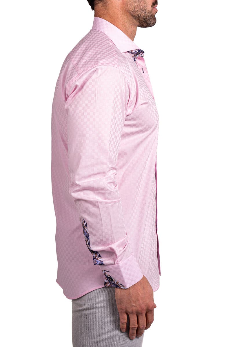 Maceoo Einstein Ascension0089 Pink Tonal Checkerboard Cotton Button-Up Shirt, Alternate, color, Pink