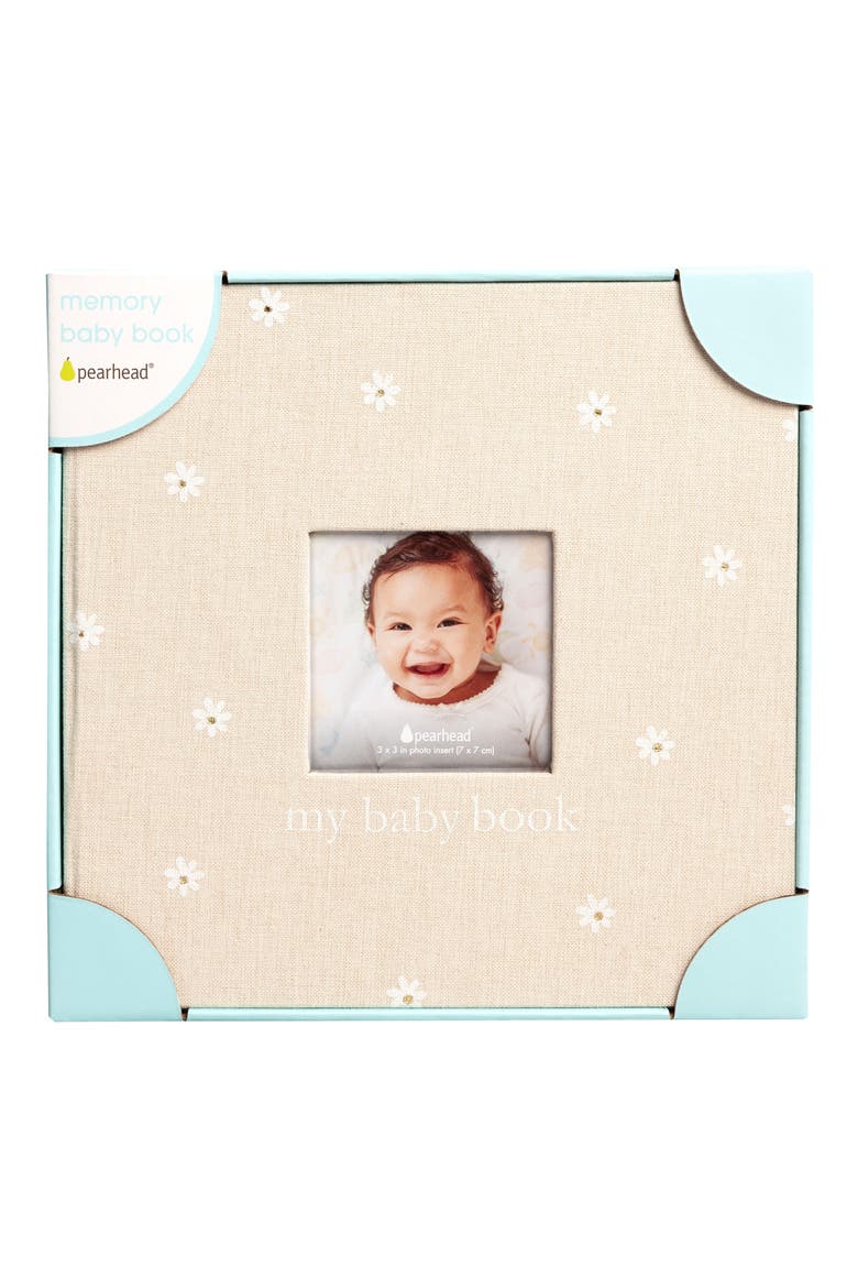 Floral Linen Baby Keepsake Memory Book, Alternate, color, BEIGE