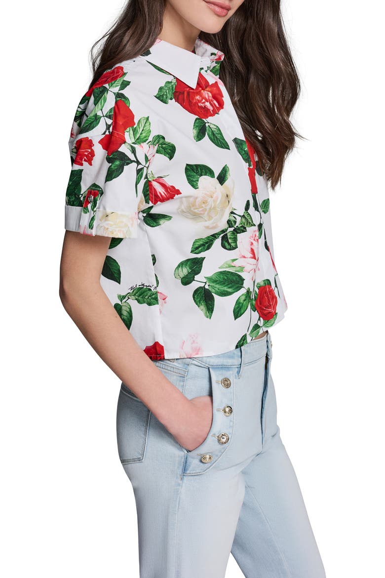 Rose Print Shirt, Alternate, color, SOFT WHITE MULTI