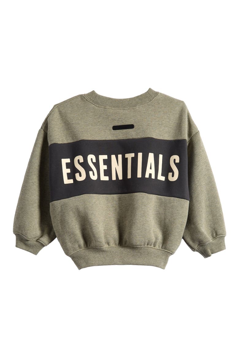 Kids' Relaxed Paneled Cropped Sweatshirt, Alternate, color, SEAL HEATHER/ IRON GREY