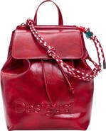 Desigual Mini Logo Embossed Convertible Faux Leather Backpack