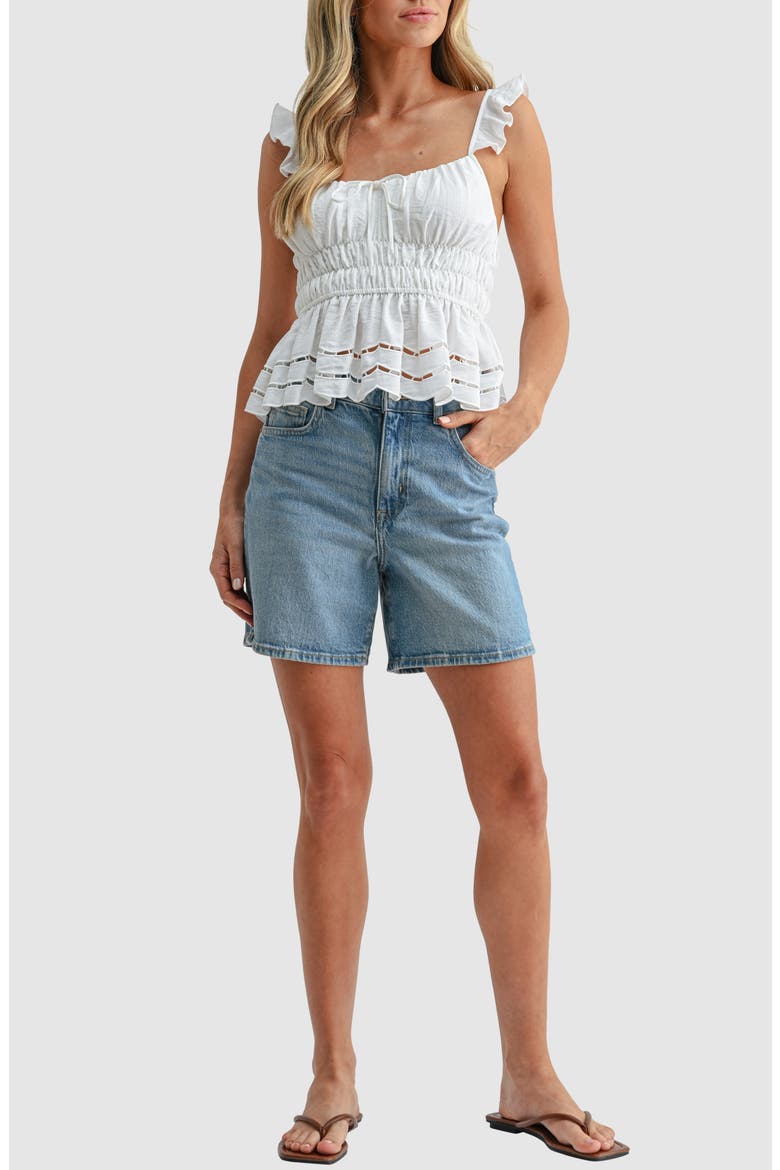 Ruffle Peplum Sleeveless Top, Alternate, color, WHITE