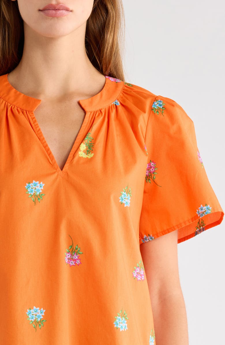 SUGARLIPS Mely Floral Puff Sleeve Cotton Top, Alternate, color, Orange-Multi