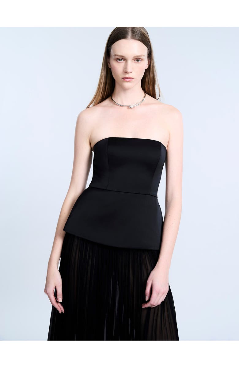 BCBGMAXAZRIA Strapless Peplum Gown, Alternate, color, Black