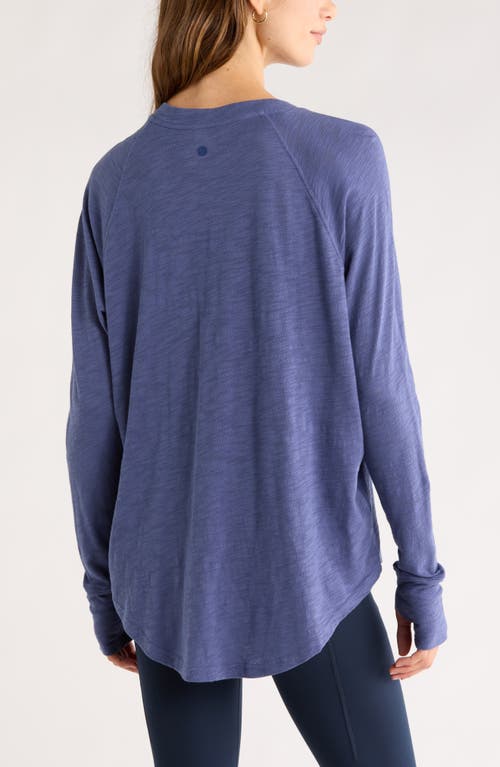 Zella Relaxed Washed 2.0 Long Sleeve Slub Tee In Blue