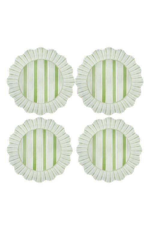 Juliska Cabana Stripe Melamine Dinner Plates, Set Of 4 In Seagrass