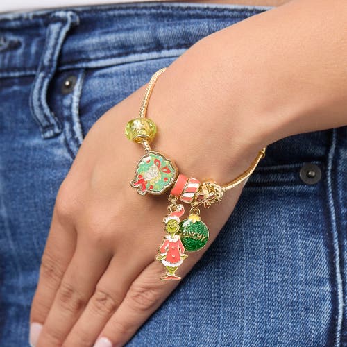Grinch Holiday Charm Beaded Bracelet In Gold