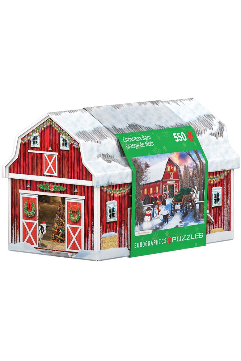 Puzzle Tin Christmas Barn 550 Piece Jigsaw, Main, color, Multicolored