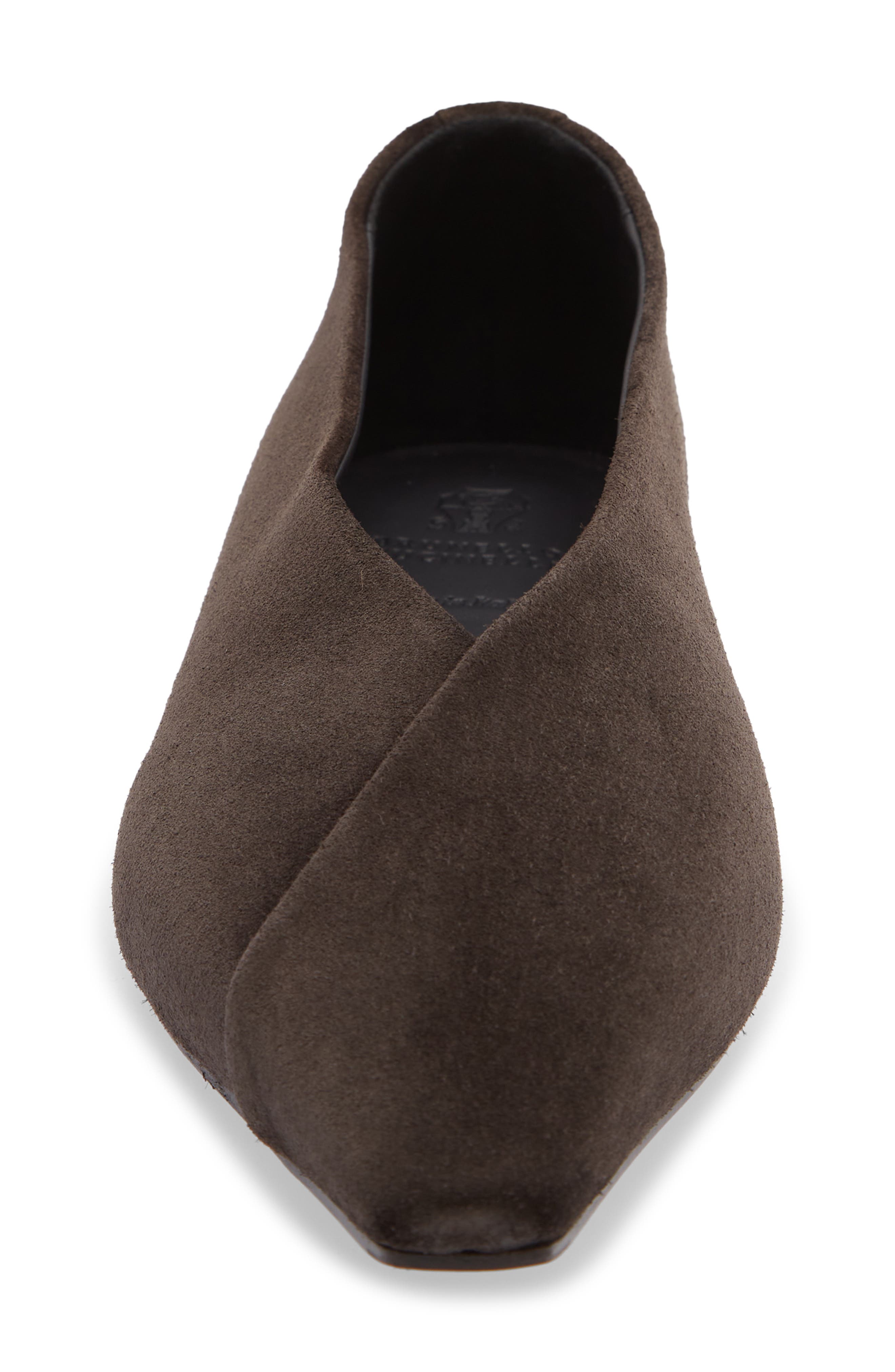 Brunello Cucinelli Suede Wrap Flat, Alternate, color, Pepper