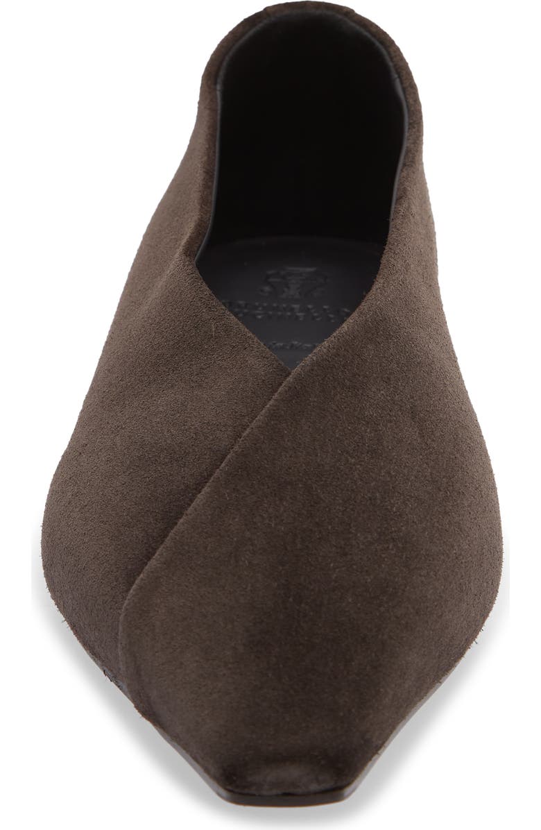Brunello Cucinelli Suede Wrap Flat, Alternate, color, Pepper