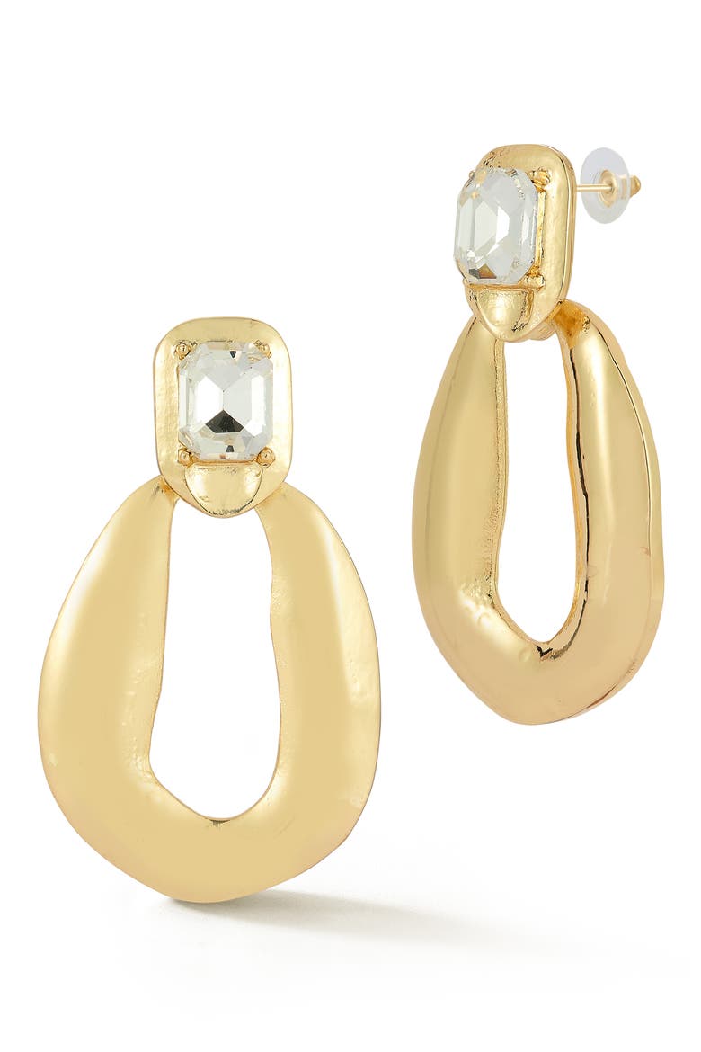 Cubic Zirconia Drop Earrings, Main, color, GOLD