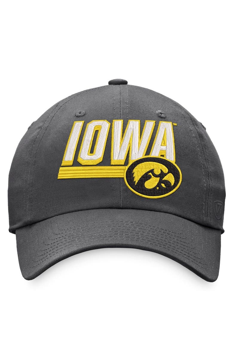 TOP OF THE WORLD Men's Top of the World Charcoal Iowa Hawkeyes Slice Adjustable Hat, Alternate, color, Charcoal