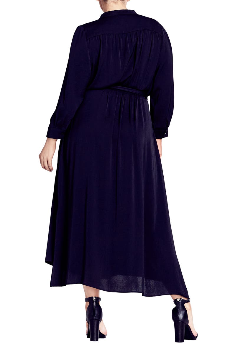 Belted Long Sleeve Shirtdress, Alternate, color, BLACK