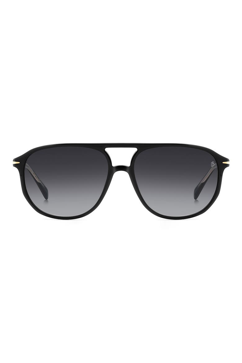 58mm Aviator Sunglasses, Main, color, BLACK/ DARK GREY SF