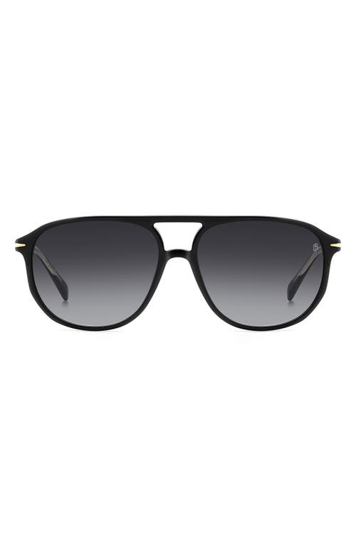 David Beckham Eyewear 58mm Aviator Sunglasses in Black/Dark Grey Sf 