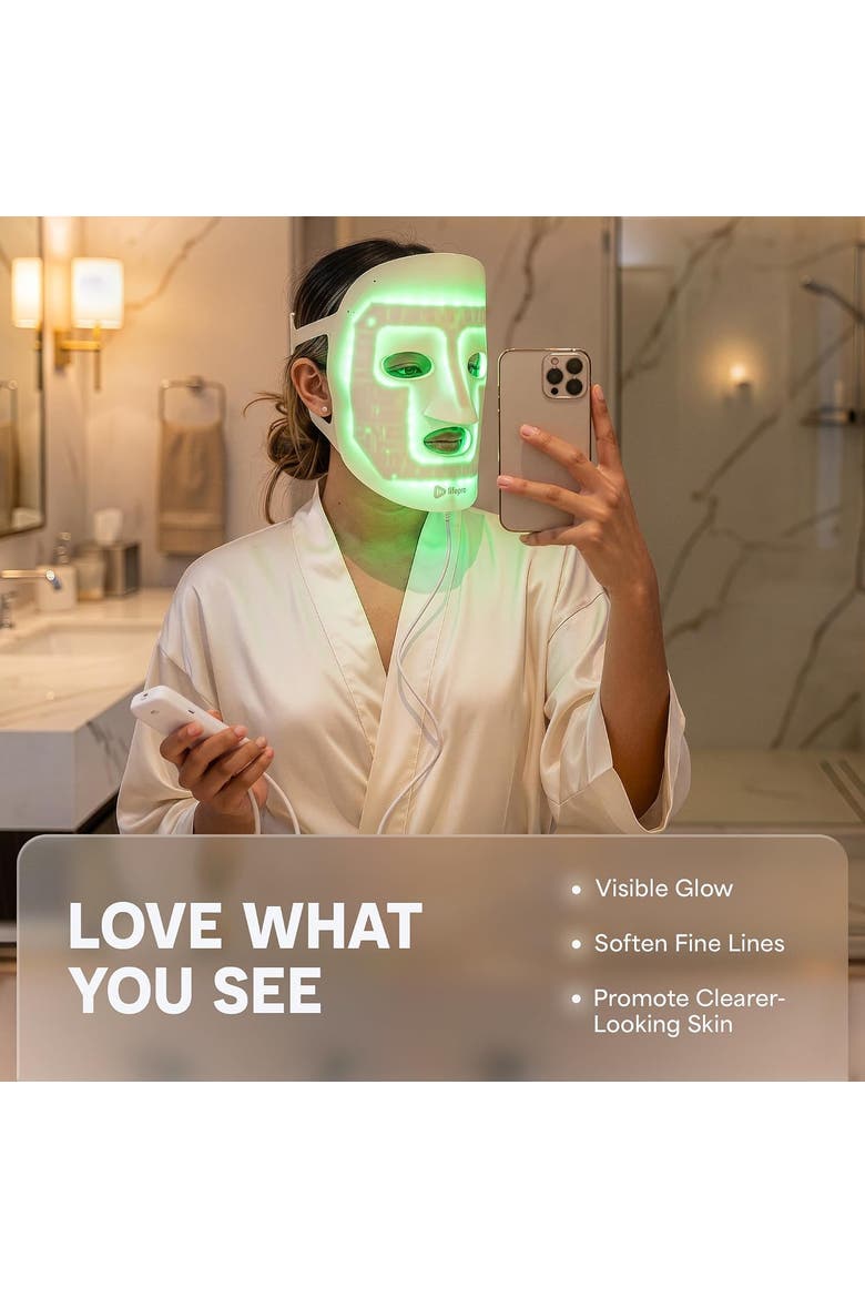 Silicone LED Face Mask Redlight therapy with RBG light Portable LED mask, Alternate, color, White