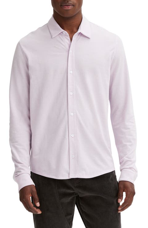 Cotton Piqué Knit Button-Up Shirt