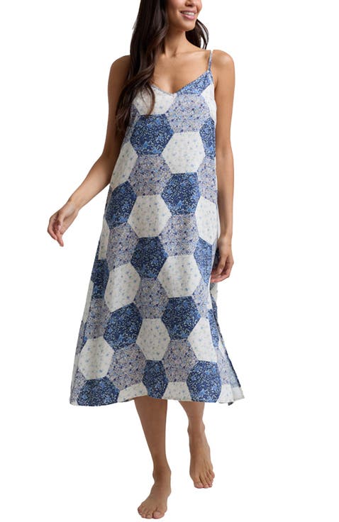 Rosie V-Neck Patchwork Print Slip Nightgown