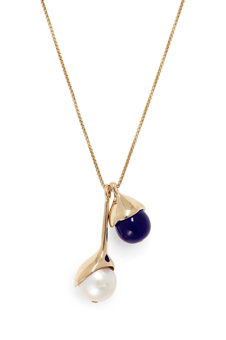 Freshwater Pearl Pendant Necklace, Main, color, BRONZE
