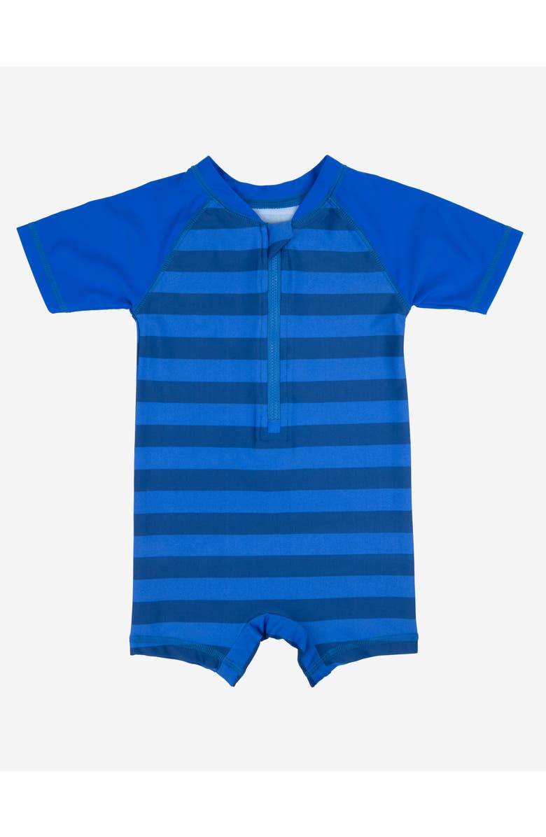 Leveret Baby One-Piece Rashguard, UPF 50+ Sun Protection Swimwear, Main, color, Striped Navy & Blue