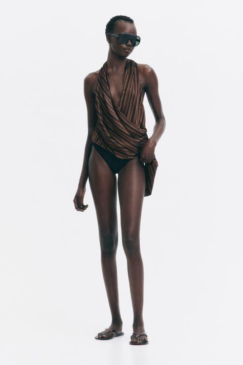 Jacquard-weave Wrap Top