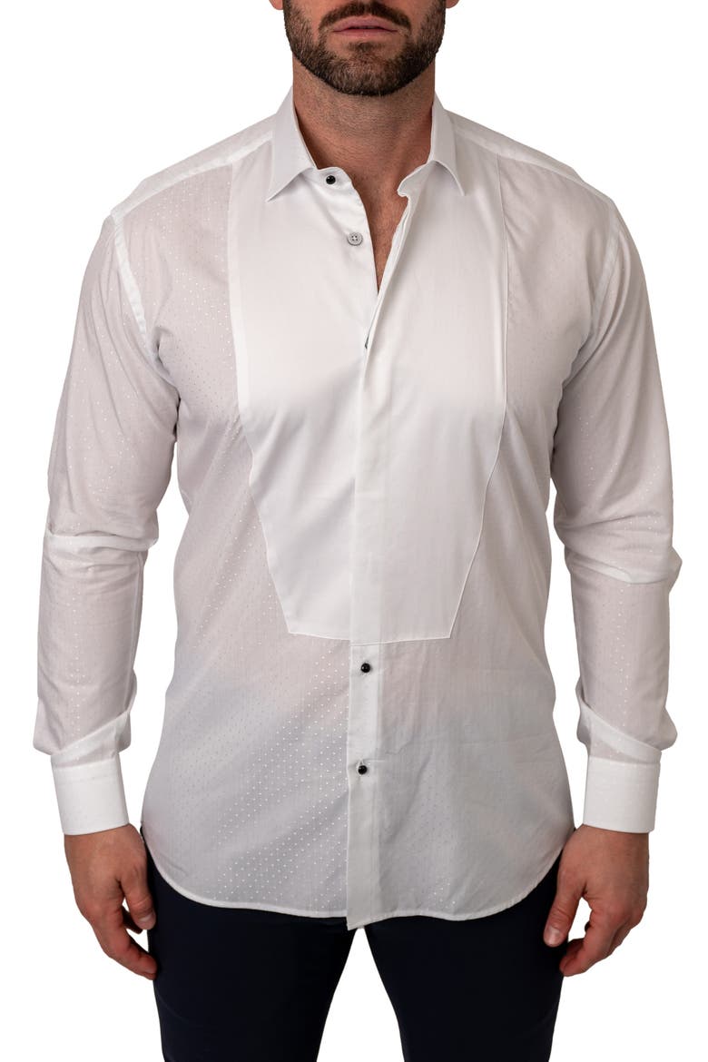 Fibonacci Dots Contemporary Fit Button-Up Shirt, Main, color, WHITE