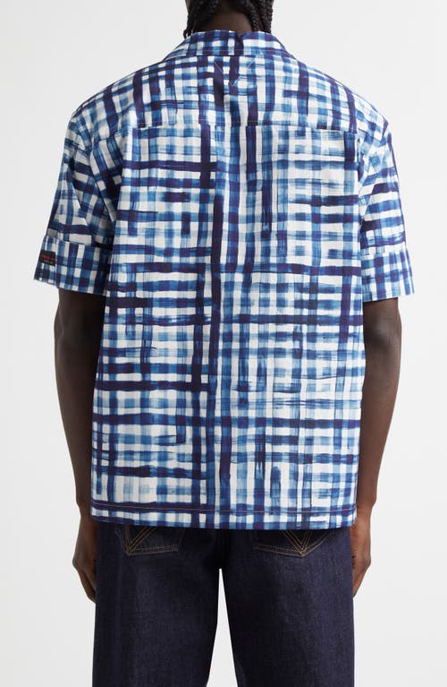 Bottega Veneta Printed Check Bowling Shirt In Chalk/eclipse