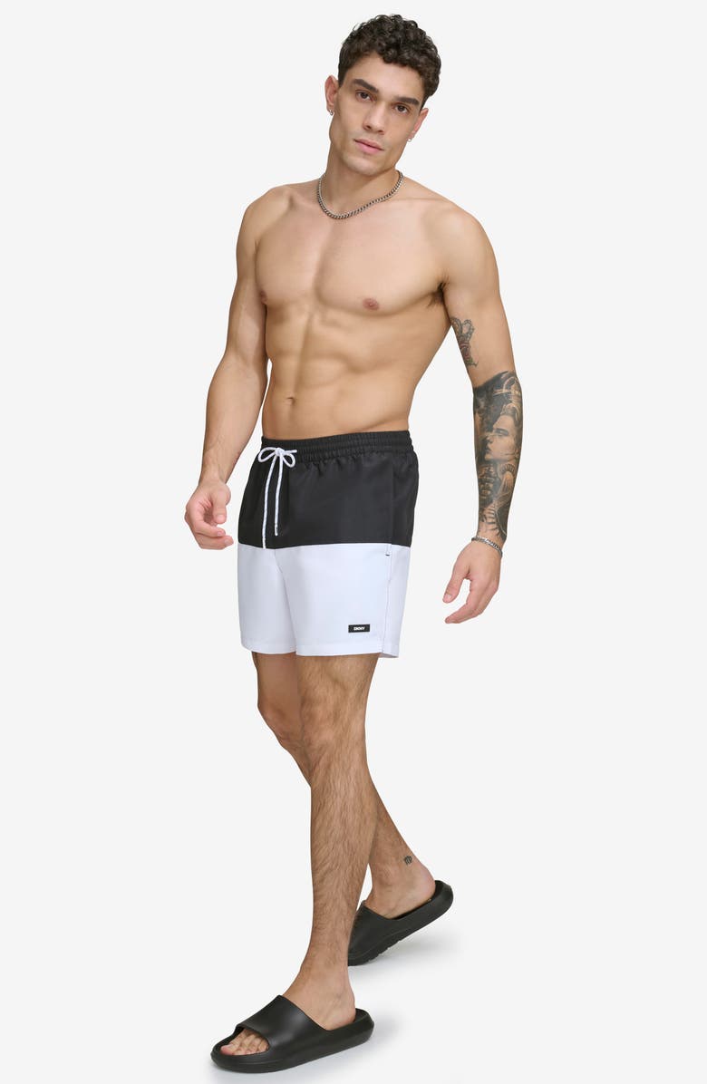 DKNY Colorblock Swim Trunks, Alternate, color,