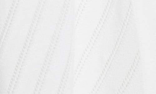 Kasper Pointelle Diagonal Stripe Cotton Blend Cardigan In Lily White