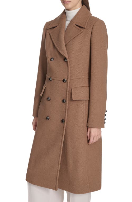 Kenneth Cole New York Wool Blend Double Breasted Coat In Brown