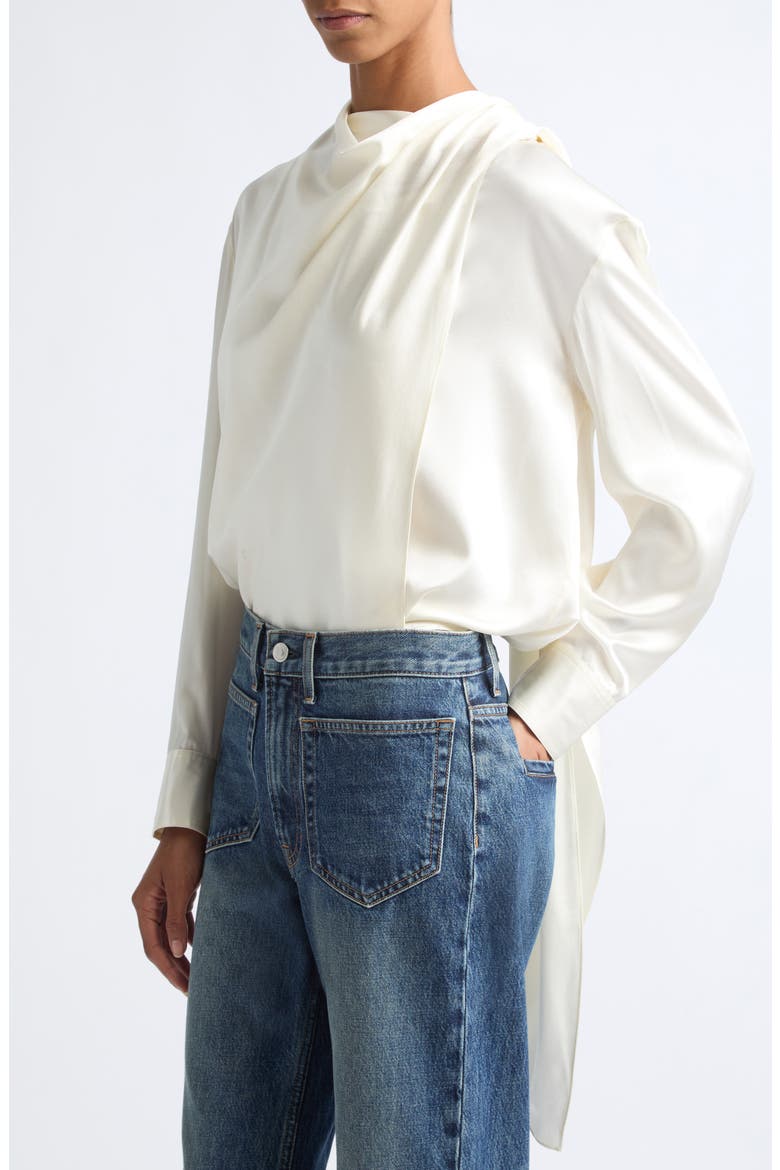 Nadine Silk Blend Cowl Neck Top, Alternate, color, OFF WHITE