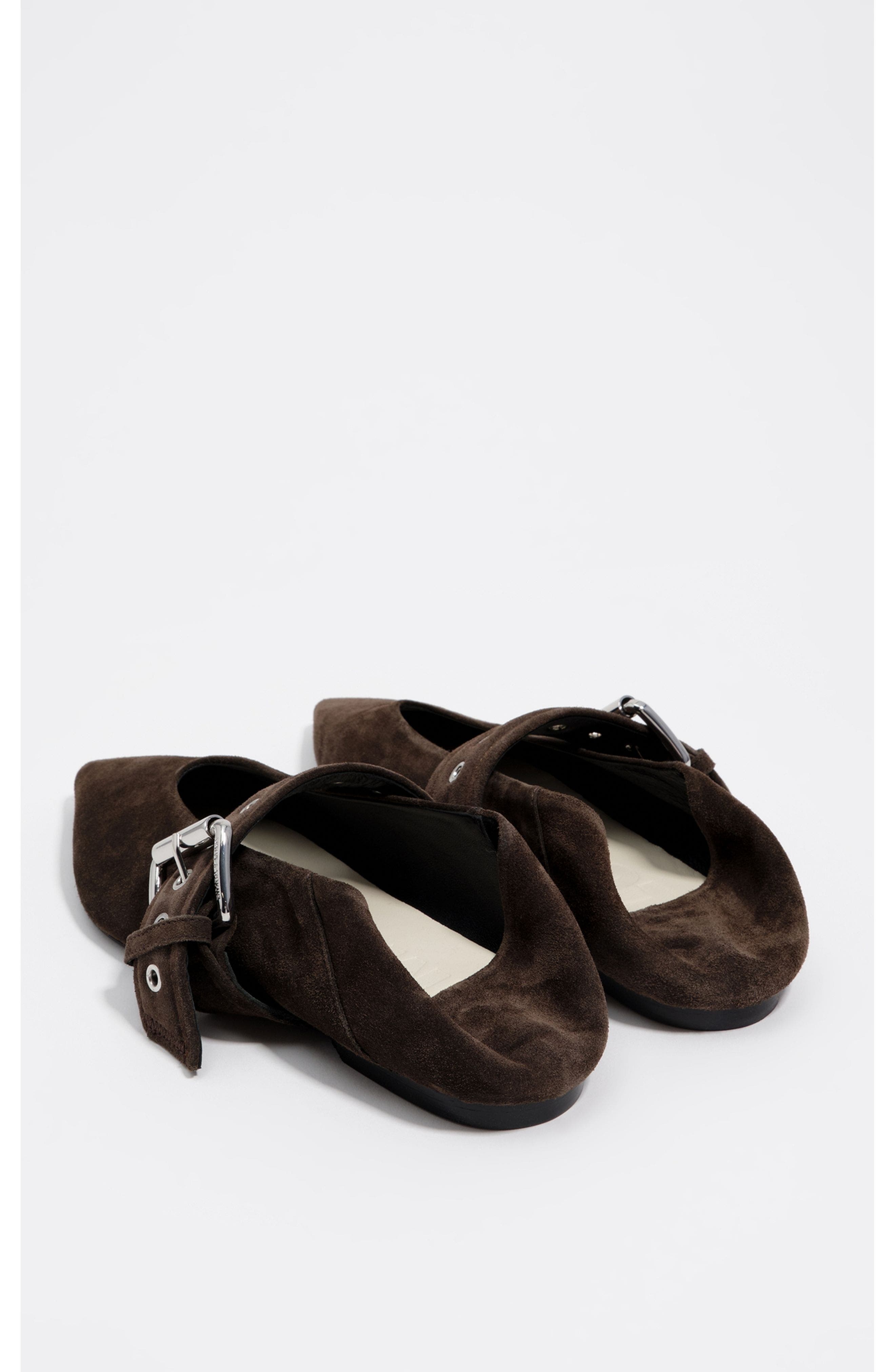 Bimba y Lola Suede Ballerina, Alternate, color, Dark Brown