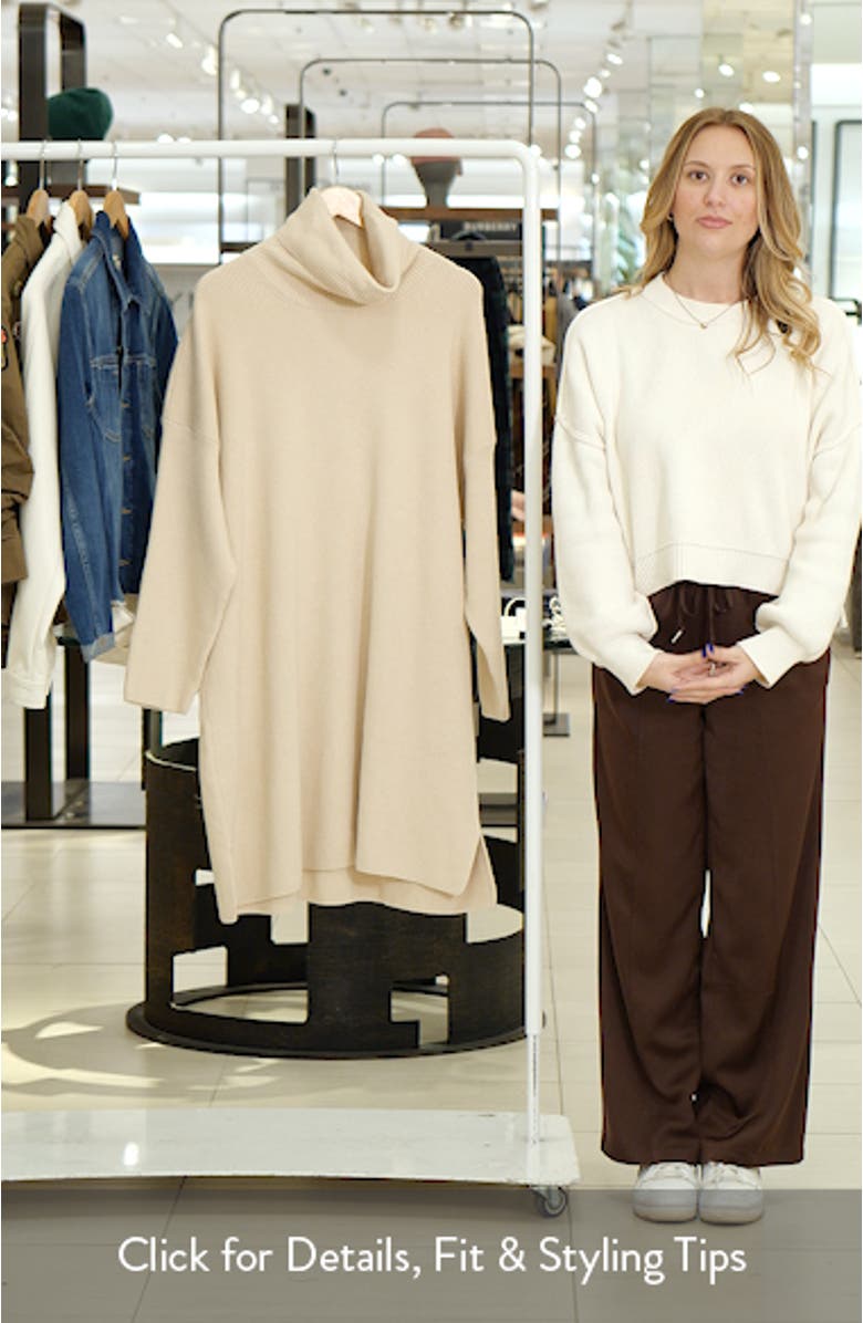 Stitch Long Sleeve Cotton Blend Rib Turtleneck Sweater Dress, sales video thumbnail