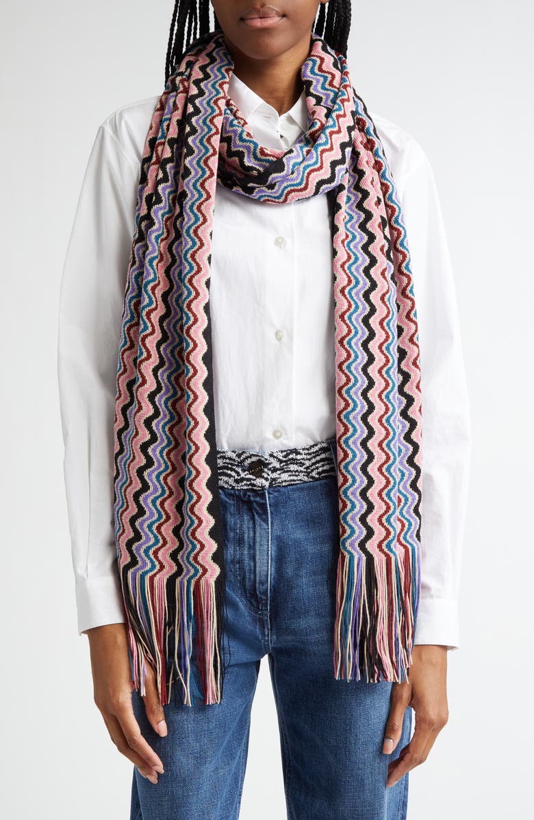 Missoni Wool Blend Fringe Scarf, Alternate, color,