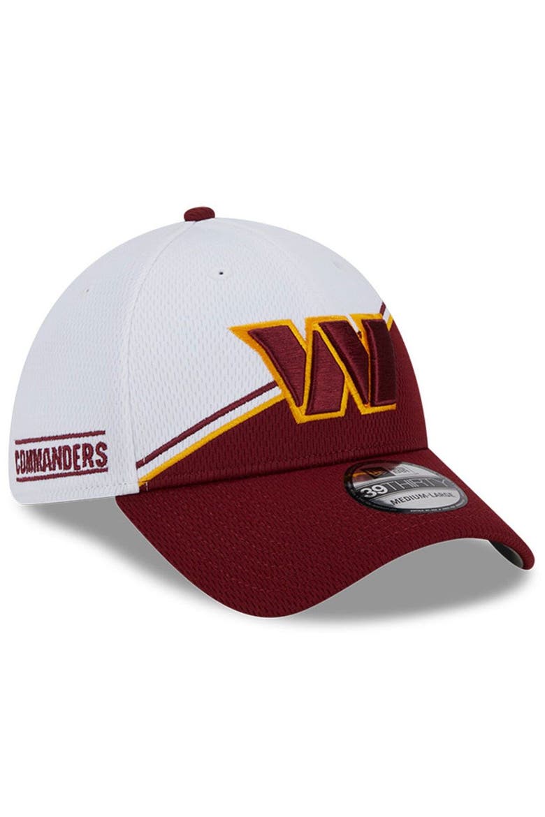 Men's New Era  White/Burgundy Washington Commanders 2023 Sideline 39THIRTY Flex Hat, Main, color, White