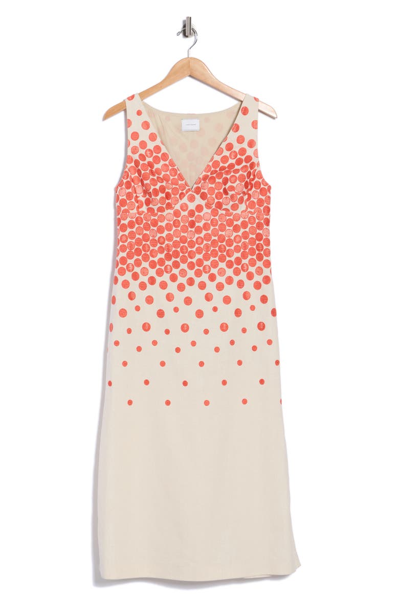 Jacquard V-Neck Dress, Alternate, color, BEIGE/ ORANGE