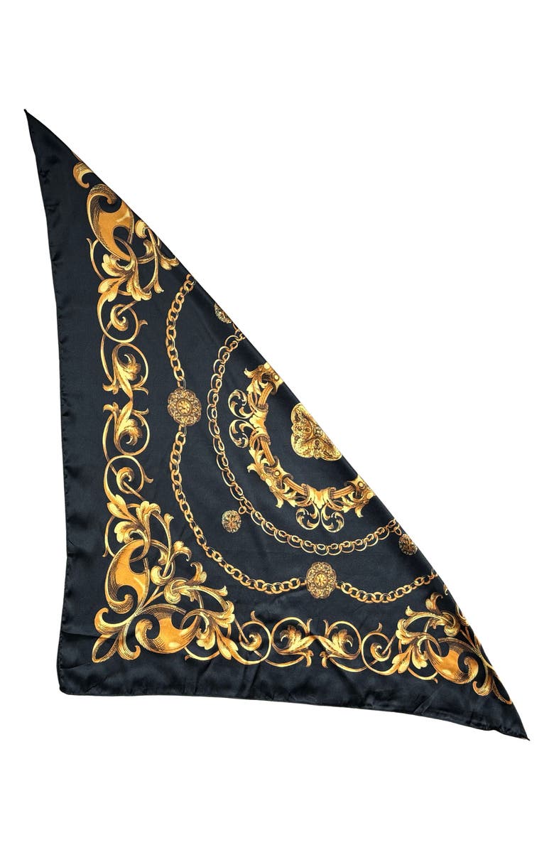 MARCUS ADLER Chain Print Satin Scarf, Alternate, color, Black