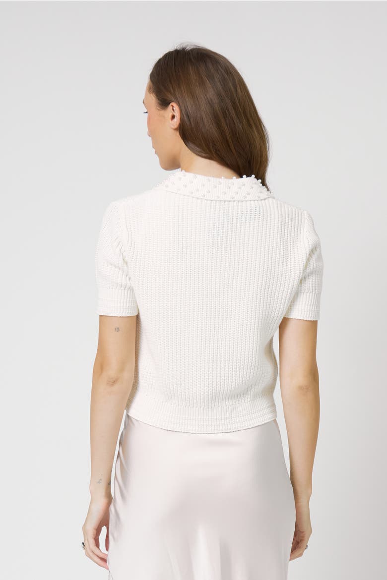 Charli Pearl Collared Polo, Alternate, color, IVORY