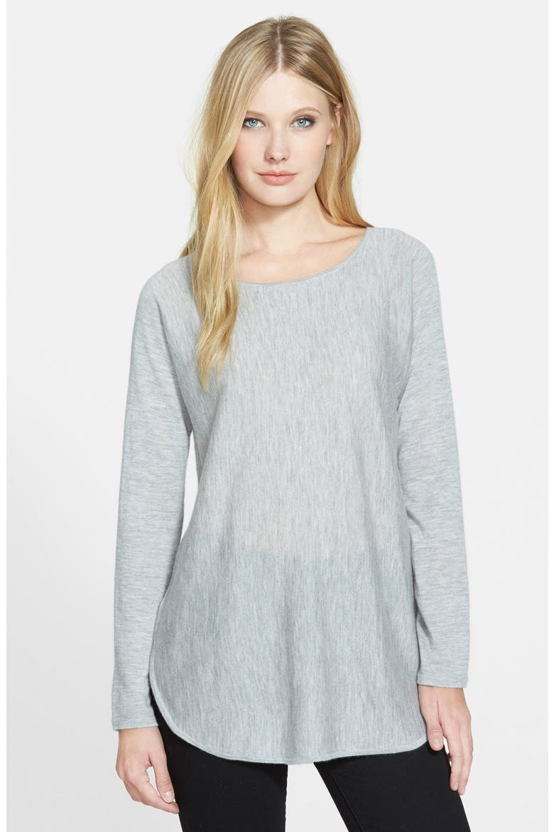 Ballet Neck Cashmere Tunic Sweater, Main, color, DARK PEARL