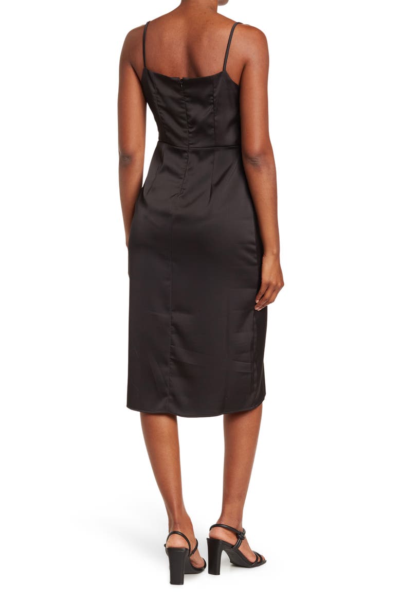 Cutout Satin Cami Dress, Alternate, color, BLACK